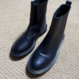 Sadie Chunky Chelsea Boots, Black Calf Leather Size 37